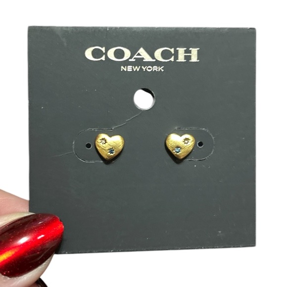 Coach Gold Heart Stud Earrings - Picture 1 of 3